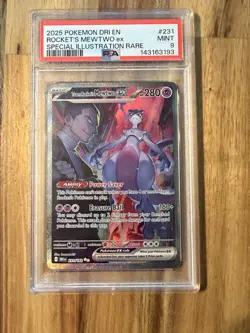 2025 POKEMON DRI EN ROCKETS MEWTWO ex SPECIAL ILLUSTRATION RARE MINT PSA 9 #231 - Image 1