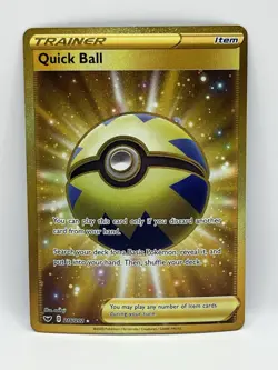 Quick Ball 216/202 Sword & Shield Base Set Gold Secret Rare Pokemon Card - Image 1