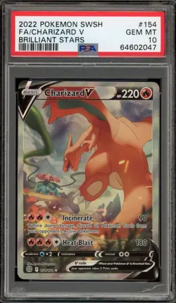 Pokemon Charizard V Brilliant Stars Full Alt Art #154 PSA 10 Gem Mint - Image 1