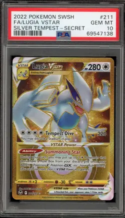 Pokemon Lugia VSTAR Silver Tempest Secret Rare Full Art #211 PSA 10 Gem Mint - Image 1