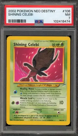 Pokemon Shining Celebi Neo Destiny Unlimited Holo Secret Rare #106 PSA 7 - Image 1