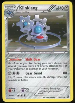 Pokemon TCG Klinklang Holo Rare Black & White 76/114 NM - Image 1
