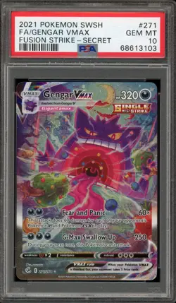 Pokemon Gengar VMAX Fusion Strike Secret Rare Full Alt Art #271 PSA 10 Gem Mint - Image 1