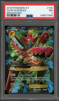 Pokemon M Scizor EX XY Breakpoint Full Art #120 PSA 7 - Image 1