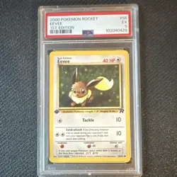 Pokemon TCG Eevee 55/82 Team Rocket Regular Common PSA 5 Basic 1st Edition - Image 1