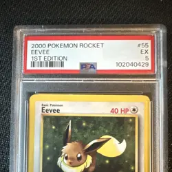 Pokemon TCG Eevee 55/82 Team Rocket Regular Common PSA 5 Basic 1st Edition - Image 3