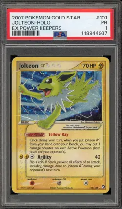 Pokemon Jolteon Gold Star EX Power Keepers Holo Ultra Rare #101 PSA 1 - Image 1