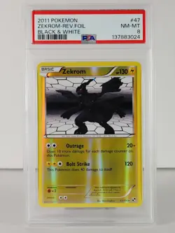 Zekrom - Reverse Holo - Black & White - POKEMON - 47/114 - 2011 - PSA 8 - Image 1