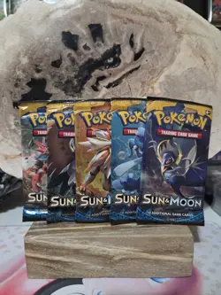 (Lot of 5) Pokemon TCG: Sun And Moon Base Booster Pack Factory Sealed - Image 1