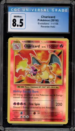 Pokemon Charizard XY Evolutions Reverse Holo Rare #11 CGC 8.5 - Image 1