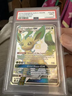 2019 POKEMON SUN & MOON HIDDEN FATES #SV46 FULL ART/LEAFEON GX PSA 9 - Image 1