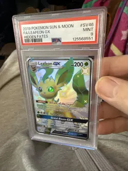 2019 POKEMON SUN & MOON HIDDEN FATES #SV46 FULL ART/LEAFEON GX PSA 9 - Image 2