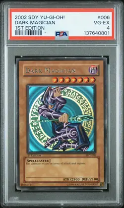 2002 YU-GI-OH! STARTER DECK: YUGI 1ST ED #006 DARK MAGICIAN PSA 4 - Image 1