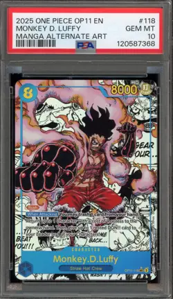 One Piece CCG Monkey.D.Luffy Manga Alternate Art OP11-118 PSA 10 Gem Mint - Image 1