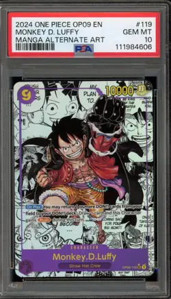 One Piece CCG Monkey.D.Luffy Manga Alternate Art OP09-119 PSA 10 Gem Mint - Image 1