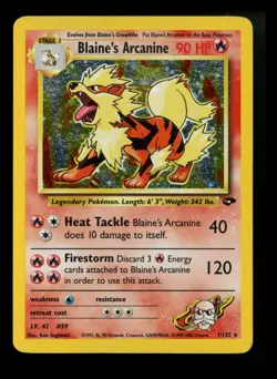 #4 Blaine's Arcanine 1/132 Gym Challenge 2000 Holo Rare WOTC Pokemon Card TCG - Image 1