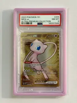2023 Pokemon Mew EX Holo Hyper Rare Card 205/165 Scarlet & Violet 151 PSA 8 - Image 1