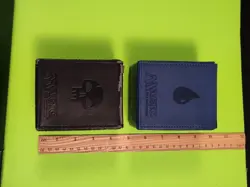 2 Magic the Gathering leather deck boxes 1 blue drop and 1 black skull - Image 2