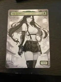 Tifa Lockhart Hand Drawn Altered Art Magic Gathering Final Fantasy FF7 Inked - Image 1