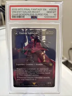 Vincent Valentine Borderless Surge Foil 528 Graded 10 PSA - Image 1