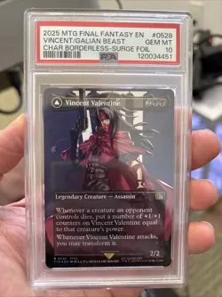 Vincent Valentine Borderless Surge Foil 528 Graded 10 PSA - Image 3