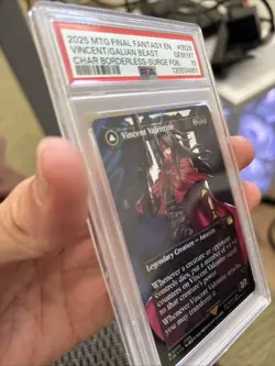 Vincent Valentine Borderless Surge Foil 528 Graded 10 PSA - Image 4