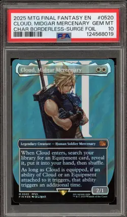 Magic MTG Cloud Midgar Mercenary FF CHAR Borderless Surge Foil #0520 PSA 10 - Image 1