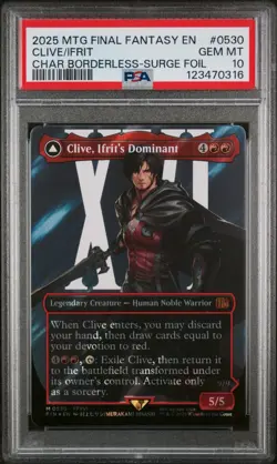 Clive, Ifrit's Dominant Borderless Surge Foil 0530 Final Fantasy Foil PSA 10 💎 - Image 1