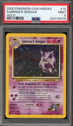 Pokemon Sabrina's Gengar Gym Heroes Unlimited Holo Rare #14 PSA 9 Mint - Image 1