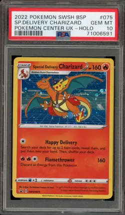 Pokemon Special Delivery Charizard P.M. Center UK Holo Promo SWSH075 PSA 10 - Image 1