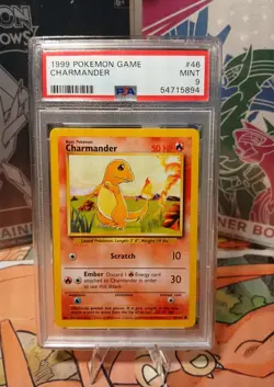 1999 Pokemon Base Set Unlimited Charmander 46/102 PSA 9 MINT - Image 1