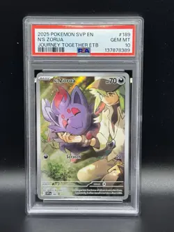 PSA 10 GEM MINT N's Zorua Journey Together ETB Promo Holo Pokemon SVP 189 - Image 1