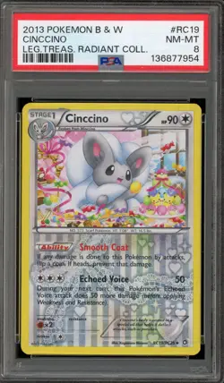 Pokemon Cinccino Legendary Treasures Radiant Coll. #RC19 PSA 8 - Image 1