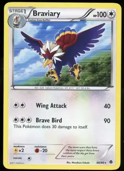 Pokemon TCG Braviary Holo Rare B&W Emerging Powers 88/98 NM - Image 1
