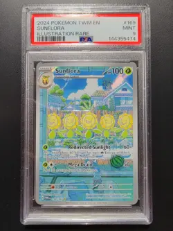 SUNFLORA #169 ILLUSTRATION RARE 2024 POKEMON TWM EN TWILIGHT MASQUERADE PSA 9 - Image 1