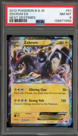Pokemon Zekrom EX Next Destines Holo Ultra Rare #51 PSA 8 - Image 1