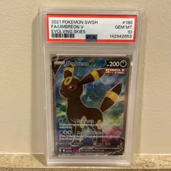 2021 Pokemon SWSH Evolving Skies Full Art Umbreon V 188 PSA 10 Gem Mint - Image 1