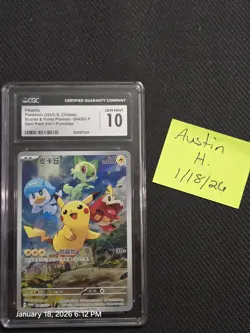 Pokemon Pikachu Promo Card 004/Sv-p Full Art Gem Pack Chinese Edition CGC 10 - Image 1
