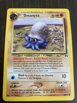 Omanyte 60/75 Neo Discovery Rare Vintage Pokemon Card Omanite Omanyt - Image 1