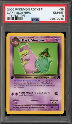Pokemon Dark Slowbro Team Rocket 1st Edition NON Holo Rare #29 PSA 8 - Image 1