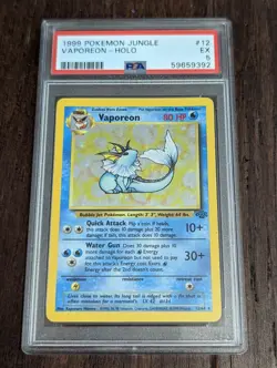1999 Pokemon Jungle Vaporeon Holo #12 - PSA 5 EX - Image 1
