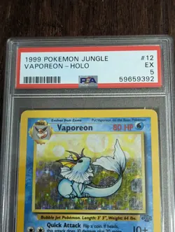 1999 Pokemon Jungle Vaporeon Holo #12 - PSA 5 EX - Image 3