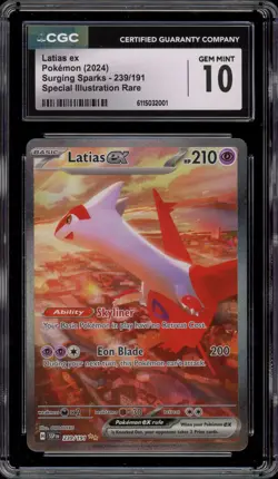 Pokemon Latias ex Surging Sparks Special Illustration Rare #239 CGC 10 Gem Mint - Image 1