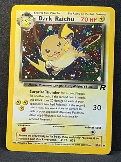 Dark Raichu Holo #83 2000 Pokemon TEAM ROCKET LP-NM - Image 2