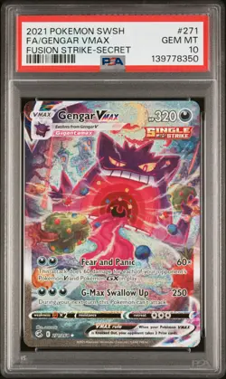 2021 POKEMON SWORD & SHIELD FUSION STRIKE SECRET FULL ART/GENGAR VMAX PSA 10 - Image 1