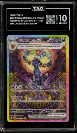 Pokemon Umbreon ex Prismatic Evolutions Special Illustration Rare #161 TAG 10 - Image 1