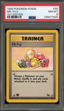 Pokemon Mr. Fuji Fossil 1st Edition #58 PSA 8 - Image 1