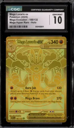 Pokemon Mega Lucario ex Mega Evolution Mega Hyper Rare #188 CGC 10 Gem Mint - Image 1