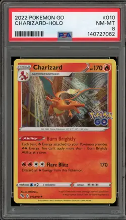 Pokemon Charizard Pokemon Go Holo Rare #010 PSA 8 - Image 1
