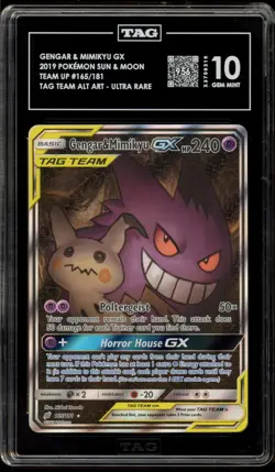 Pokemon Gengar & Mimikyu GX Team Up Full Alt Art #165 TAG 10 Gem Mint - Image 1